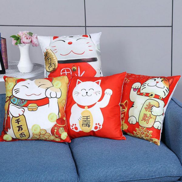 Happy New Year Lucky Cat 2019 Pillow Cases