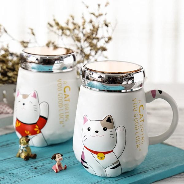 500ml Maneki Neko Fortune Cat Ceramic Mugs