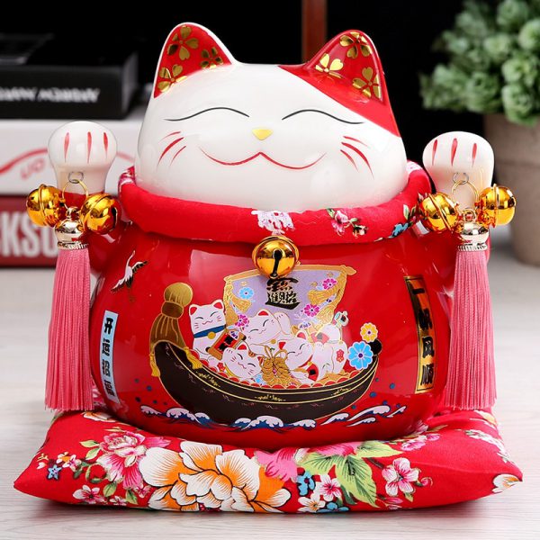 7 inch Maneki Neko Ceramic Chinese Fortune Cat