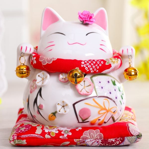6 inch Maneki Neko Ceramic Chinese Lucky Cat