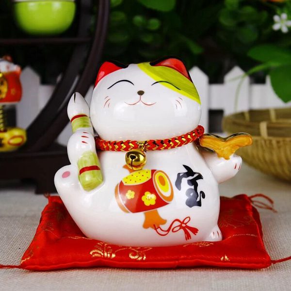 4 inch Maneki Neko Ceramic Fengshui Cat Home Decor