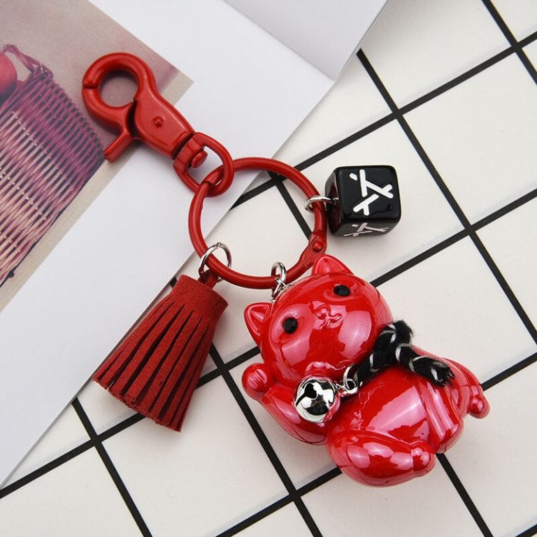 Cute Lucky Cat Maneki Neko 2019 Keychains