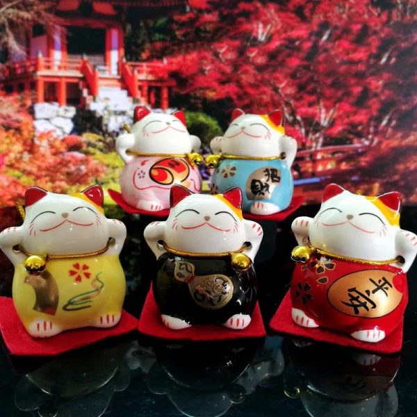 Hot Sale Maneki Neko Lucky Cat Set Miniatures Ornaments