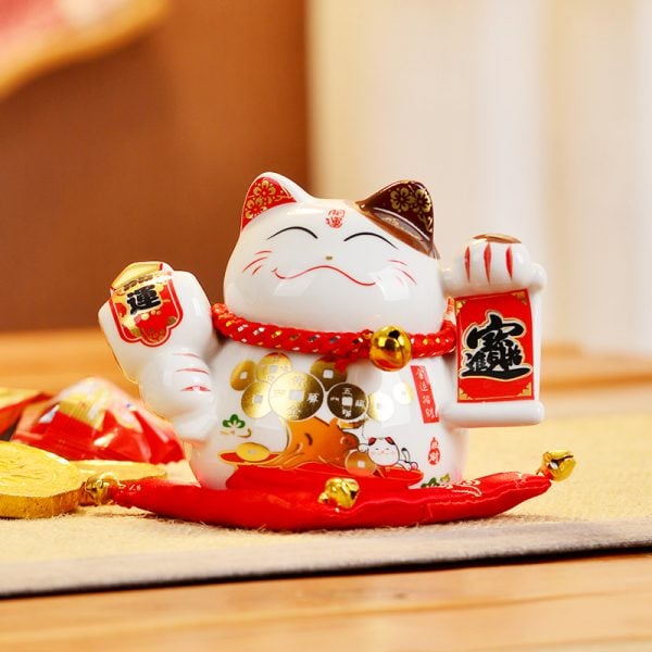 Hot 4 Inch Ceramic Fengshui Cat 2019 Maneki Neko