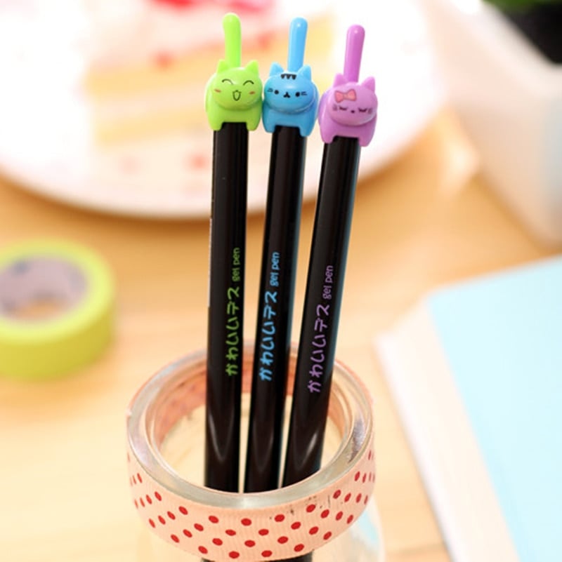 Cute Study Girl Gel Pen Set, Kawaii Gel Pen, Black Ink, Cute Stationery 