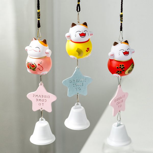 Cute Lucky Cat Maneki Neko Wind Bell Hanging Ornaments