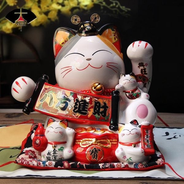 Japanese Lucky Cat Maneki Neko Ceramic Cat Money Box