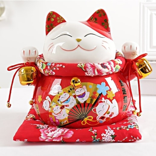 10 inch Ceramic Maneki Neko Fortune Cat