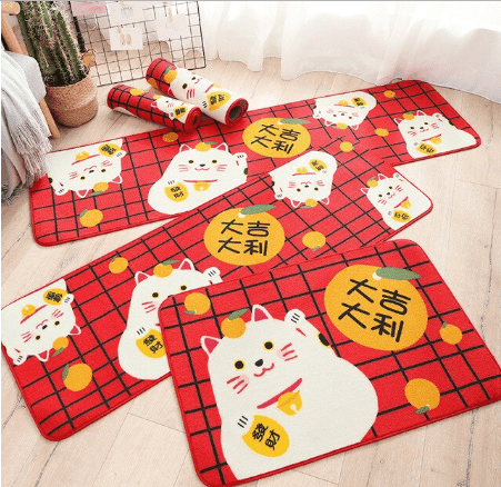 Welcome Home Maneki Neko Lucky Cat Carpets