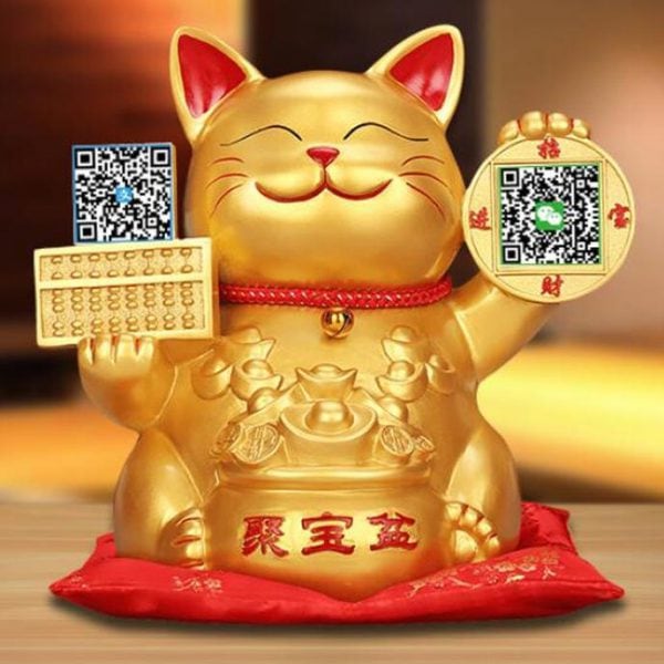 Hot Selling Maneki Neko Lucky Cat With QR Code Decoration