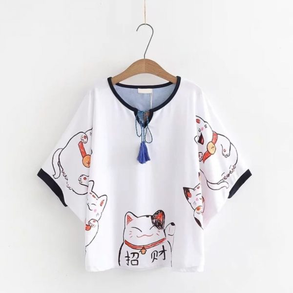 Maneki Neko Lucky Cat Short Sleeve T-shirt